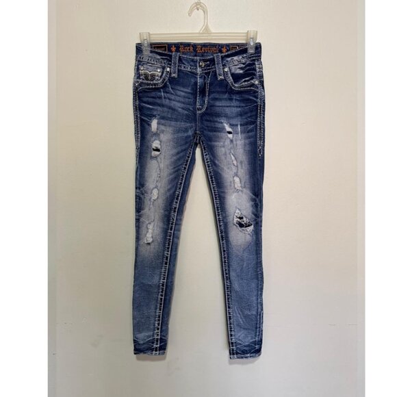 Rock Revival Peacoat Ankle Mid-Rise Skinny Stretch Jean Size 26 - Picture 5 of 16